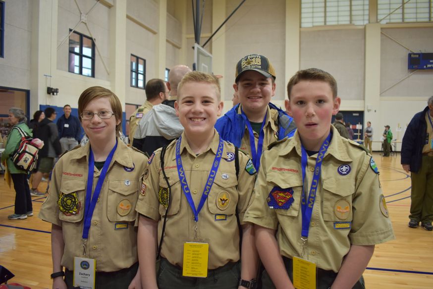 Boy scouts pose for a picture.