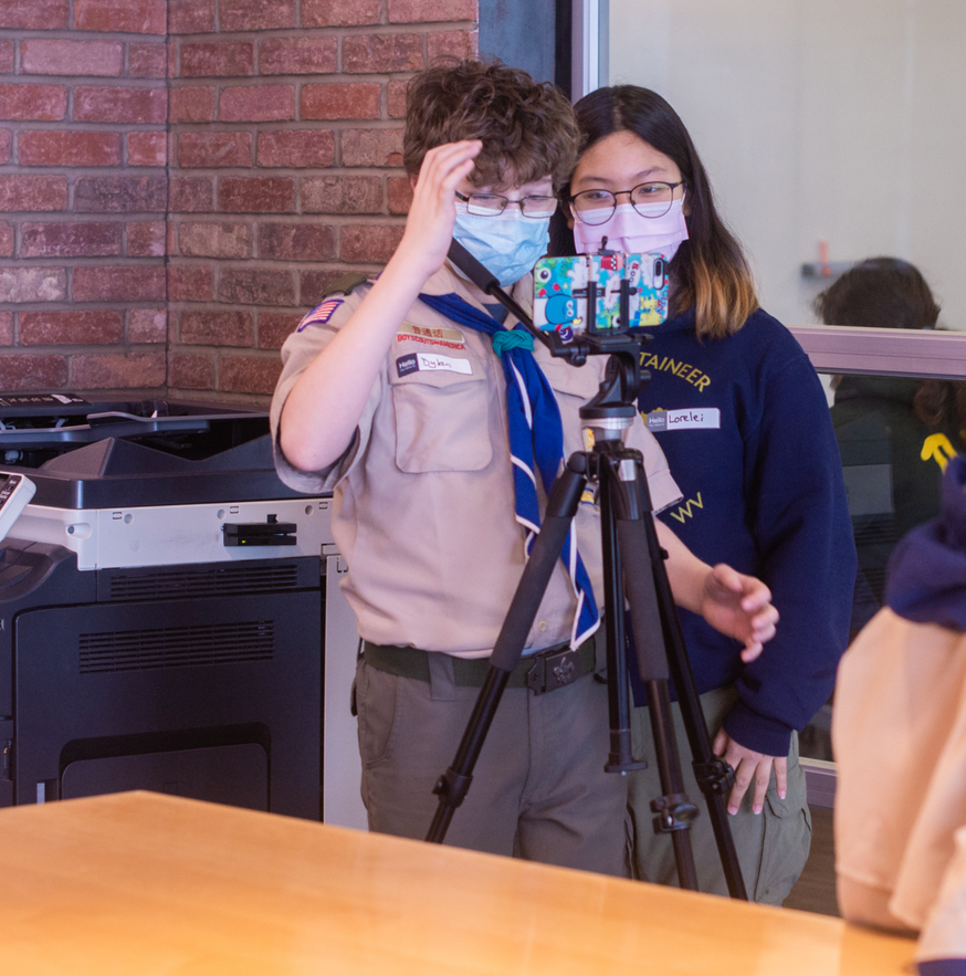 scouts completing badge requirements for movie making merit badge 