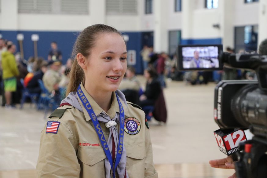 A scout being interviewed.